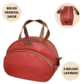 Bolsa Maternidade Premium Vermelho Com Caramelo