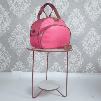 Bolsa maternidade elegance rosa com caramelo 