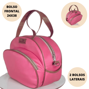 Bolsa maternidade elegance rosa com caramelo 