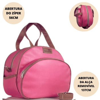 Bolsa maternidade elegance rosa com caramelo 