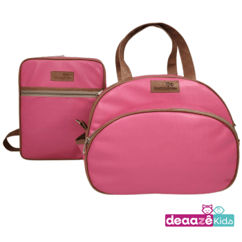 Kit maternidade- 1 mochila + 1 Bolsa rosa elegance