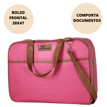 MALA MATERNIDADE ELEGANCE ROSA COM CARAMELO