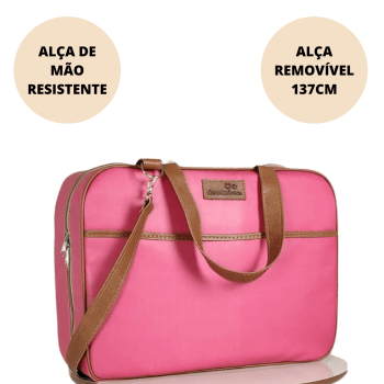 MALA MATERNIDADE ELEGANCE ROSA COM CARAMELO