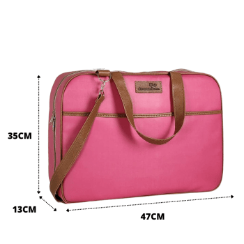 MALA MATERNIDADE ELEGANCE ROSA COM CARAMELO