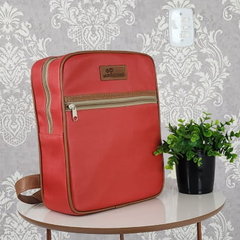 Mochila Maternidade Premium Vermelho Com Caramelo