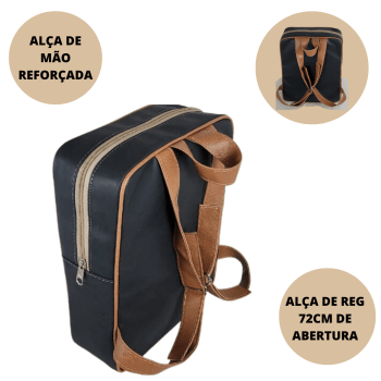 Mochila maternidade nobre preto com caramelo 