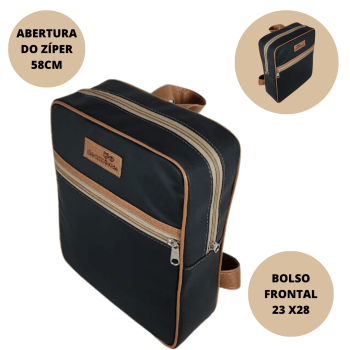 Mochila maternidade nobre preto com caramelo 